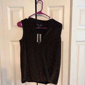 Premise Black and Gold Sleeveless Blouse